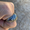 Blue Reptile Eye Ring Snake Dinosaur Dragon Cat Lizard Stainless Steel