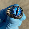 Blue Reptile Eye Ring Snake Dinosaur Dragon Cat Lizard Stainless Steel