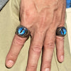 Blue Reptile Eye Ring Snake Dinosaur Dragon Cat Lizard Stainless Steel