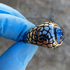 Blue Reptile Eye Ring Snake Dinosaur Dragon Cat Lizard Stainless Steel