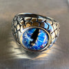 Blue Reptile Eye Ring Snake Dinosaur Dragon Cat Lizard Stainless Steel