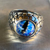 Blue Reptile Eye Ring Snake Dinosaur Dragon Cat Lizard Stainless Steel