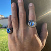 Blue Reptile Eye Ring Snake Dinosaur Dragon Cat Lizard Stainless Steel