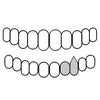 BOTTOM LEFT HAND 925 Silver Two Side Teeth Open Face Vampire Fangs CZ Double Caps