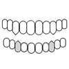 BOTTOM SET - NO BAR 925 Silver Custom Fangs Grillz Set Double Caps Vampire Teeth Fang & Open Tooth