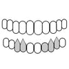 Bottom Set With No Back Bar 925 Sterling Silver Diamond Dust Custom Fangs Grillz Set Double Vampire Teeth