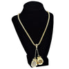 Boxing Gloves Iced Flooded Out Franco Chain Gold Finish Necklace 36"