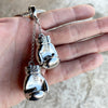 Boxing Gloves Pendant Chain Iced Silver Tone Franco Necklace 36"