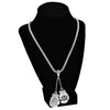 Boxing Gloves Pendant Chain Iced Silver Tone Franco Necklace 36"