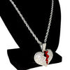 Broken Heart  24" Rope Silver Tone Rope Chain Necklace