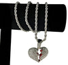 Broken Heart  24" Rope Silver Tone Rope Chain Necklace