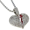 Broken Heart  24" Rope Silver Tone Rope Chain Necklace