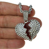 Broken Heart  24" Rope Silver Tone Rope Chain Necklace