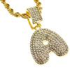 Bubble Letter A Gold Finish Rope Chain Necklace 24"
