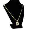 Bubble Letter D Gold Finish Rope Chain Necklace 24"