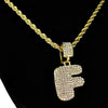 Bubble Letter F Gold Finish Rope Chain Necklace 24"