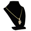 Bubble Letter F Gold Finish Rope Chain Necklace 24"