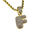 Bubble Letter F Gold Finish Rope Chain Necklace 24"