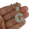 Bubble Letter G Gold Finish Rope Chain Necklace 24"