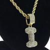 Bubble Letter I Gold Finish Rope Chain Necklace 24"