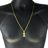 Bubble Letter I Gold Finish Rope Chain Necklace 24"