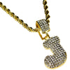 Bubble Letter J Gold Finish Rope Chain Necklace 24"