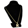 Bubble Letter K Gold Finish Rope Chain Necklace 24"