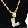 Bubble Letter L Gold Finish Rope Chain Necklace 24"