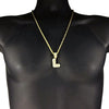 Bubble Letter L Gold Finish Rope Chain Necklace 24"