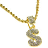 Bubble Letter S Gold Finish Rope Chain Necklace 24"