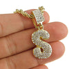 Bubble Letter S Gold Finish Rope Chain Necklace 24"