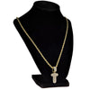 Bubble Letter T Gold Finish Rope Chain Necklace 24"