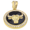 Bull Head Black & Gold Finish Round Coin Pendant