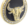 Bull Head Black & Gold Finish Round Coin Pendant