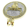 Bull Head Gold Finish w/ Silver Glitter Round Coin Pendant