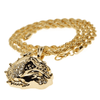 Bulldog Dog Head Gold Finish Rope Chain Necklace 24" 4MM