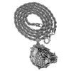 Bulldog Dog Head Silver Tone Rope Chain Necklace 24" 4MM