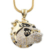 Bulldog Dog Pendant Gold Finish Franco Chain Necklace 36"