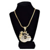 Bulldog Dog Pendant Gold Finish Franco Chain Necklace 36"