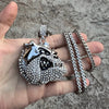 Bulldog Pendant CZ Silver Tone w/ 316L Stainless Steel Franco Chain Necklace 36"