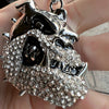 Bulldog Pendant CZ Silver Tone w/ 316L Stainless Steel Franco Chain Necklace 36"