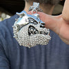 Bulldog Pendant CZ Silver Tone w/ 316L Stainless Steel Franco Chain Necklace 36"