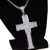 Chunky Cross Silver Tone 36" Franco Chain Necklace