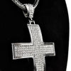 Chunky Cross Silver Tone 36" Franco Chain Necklace