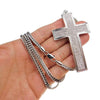 Chunky Cross Silver Tone 36" Franco Chain Necklace