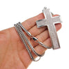 Chunky Cross Silver Tone 36" Franco Chain Necklace