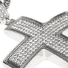 Chunky Cross Silver Tone 36" Franco Chain Necklace