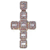 Cross Baguette Pendant Rose Gold Finish over 925 Silver Iced CZ 2"