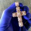 Cross Baguette Pendant Rose Gold Finish over 925 Silver Iced CZ 2"