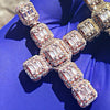 Cross Baguette Pendant Rose Gold Finish over 925 Silver Iced CZ 2"